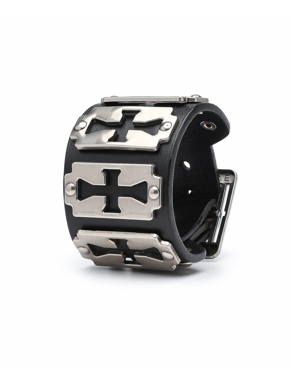 Genuine Leather Cross Blade Bracelet 23cm