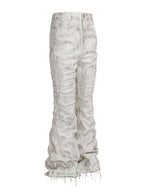 White Distressed Flare Denim Pants