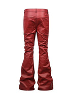 Liquid Metal Red Coated Waxed Flared Jeans