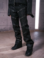 "ZIP" Multi-zipper Wax Pants