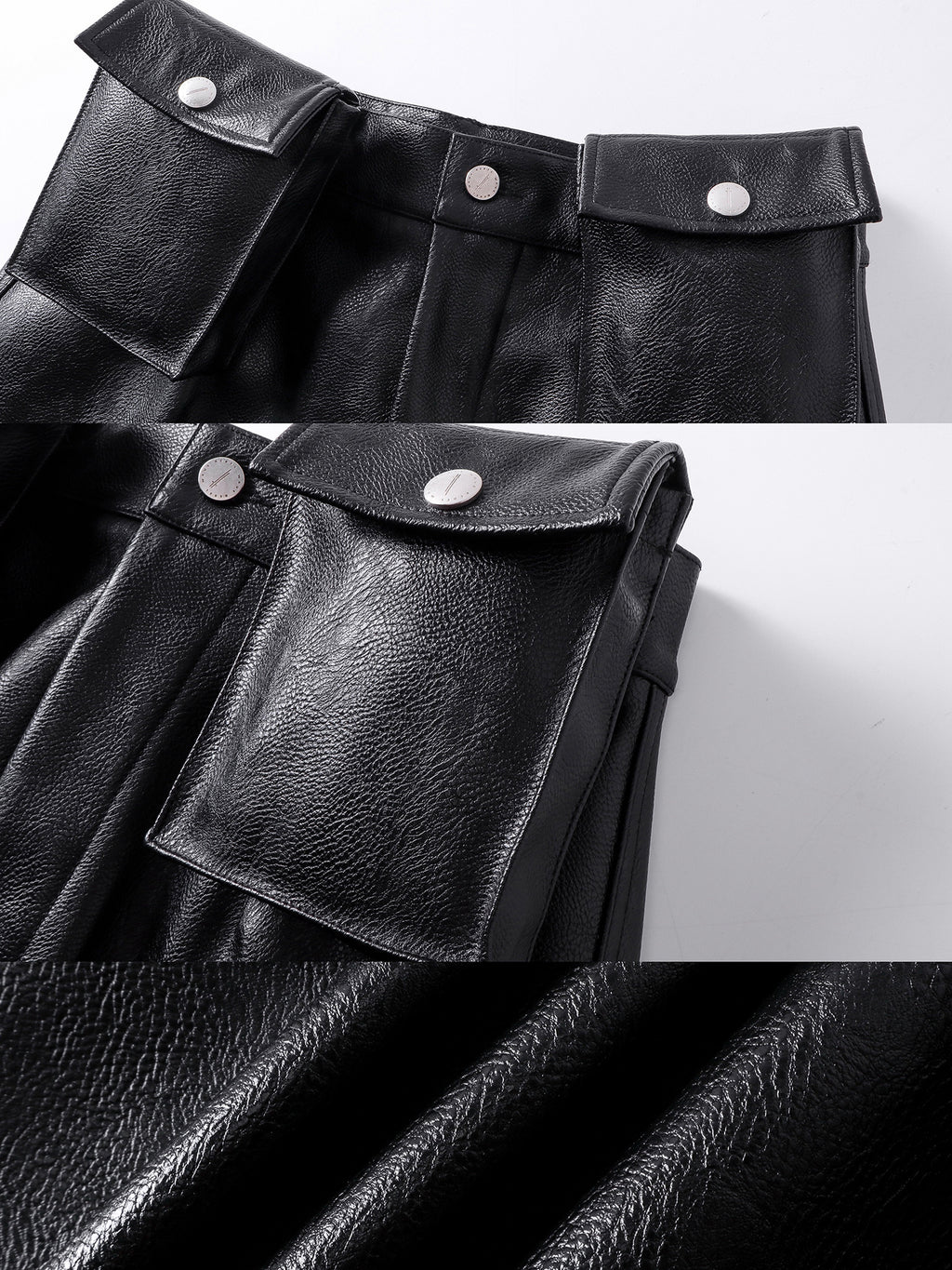 Double Waist Bag Structured Leather Pants
