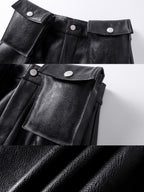 Double Waist Bag Structured Leather Pants