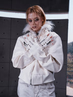 White Double-Zipper Layered Gloves