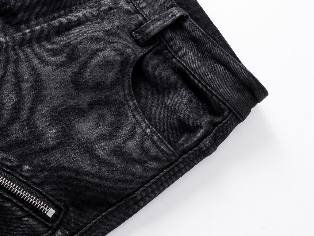 "ZIP" Multi-zipper Wax Pants