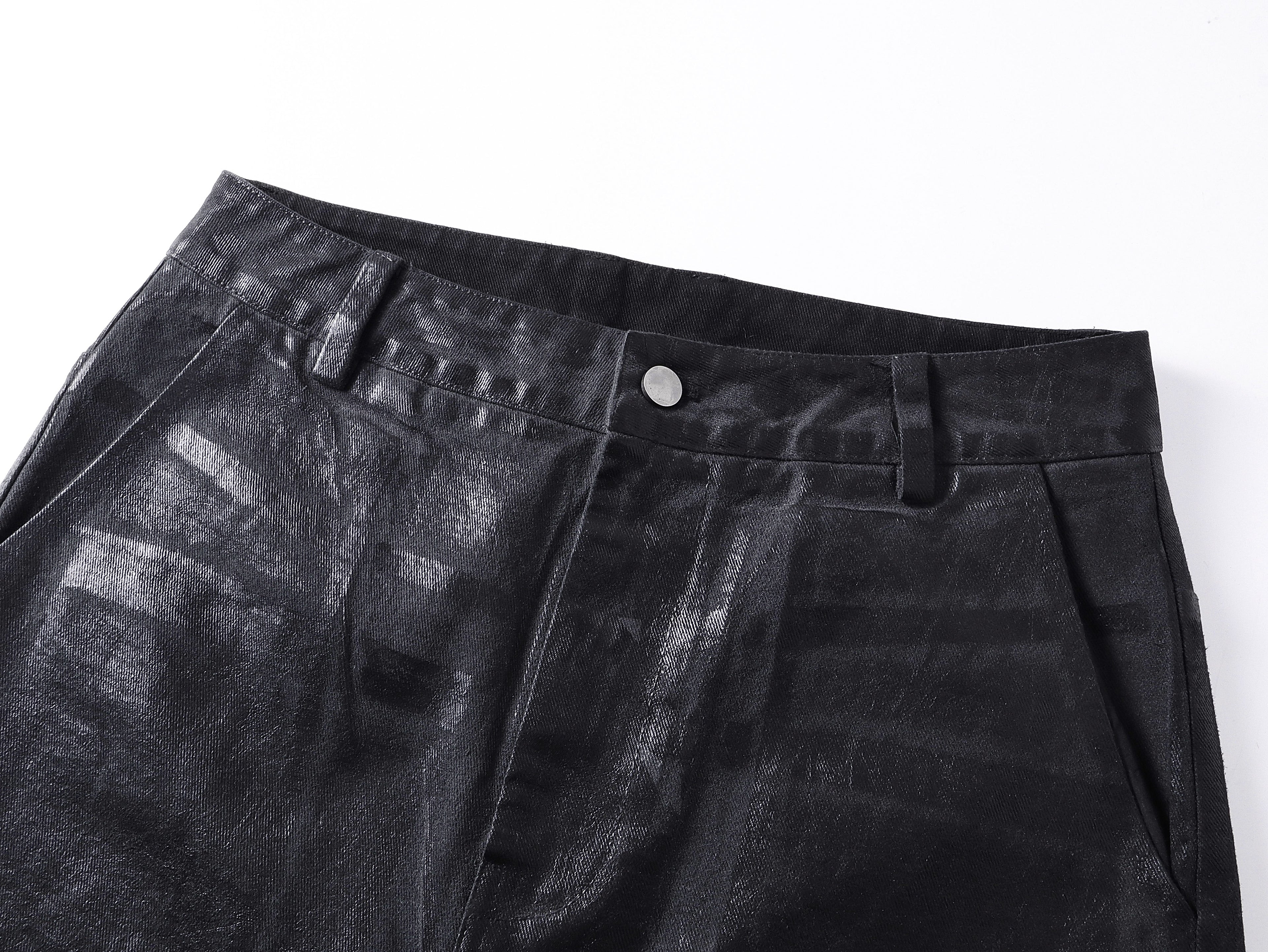 Crack Pattern Waxed Pants