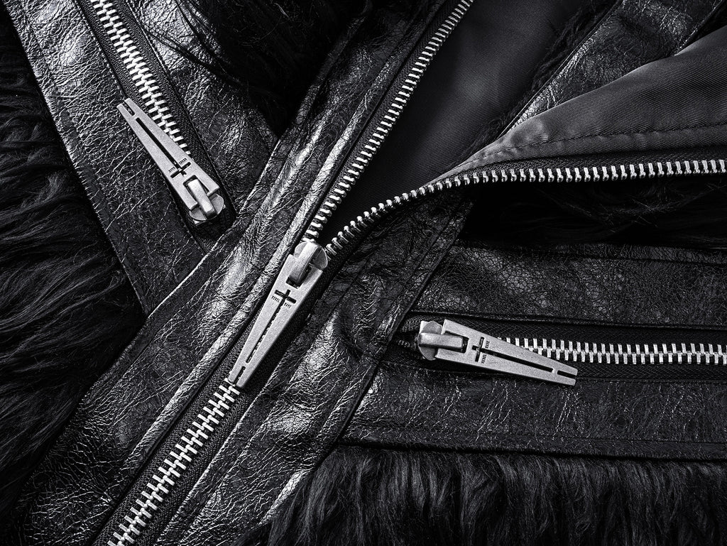 Faux Fur & Leather Zip Jacket