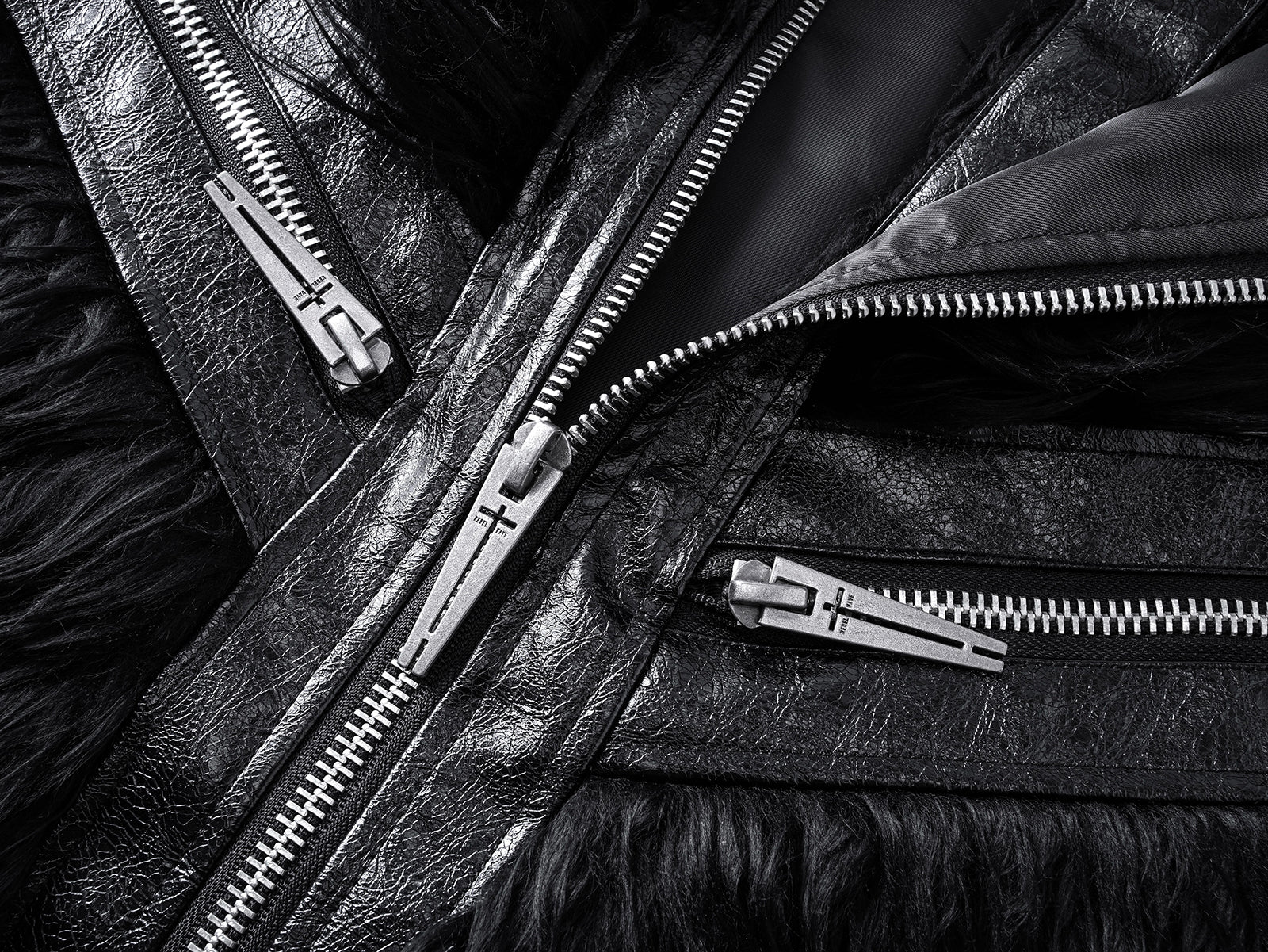 Faux Fur & Leather Zip Jacket