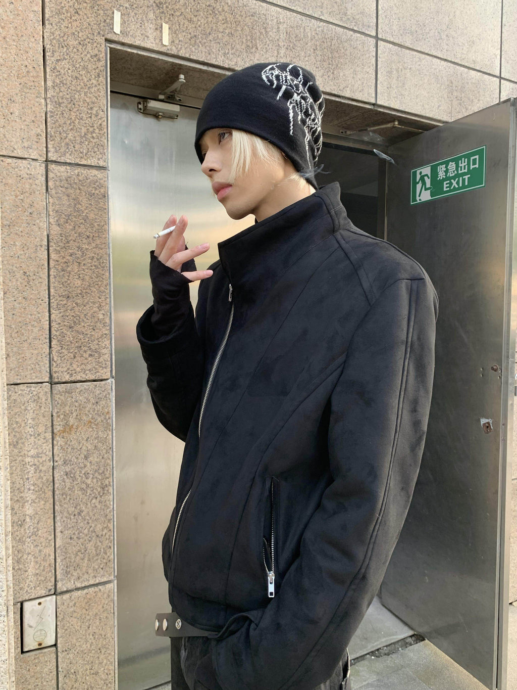 Bone Print Knit Beanie