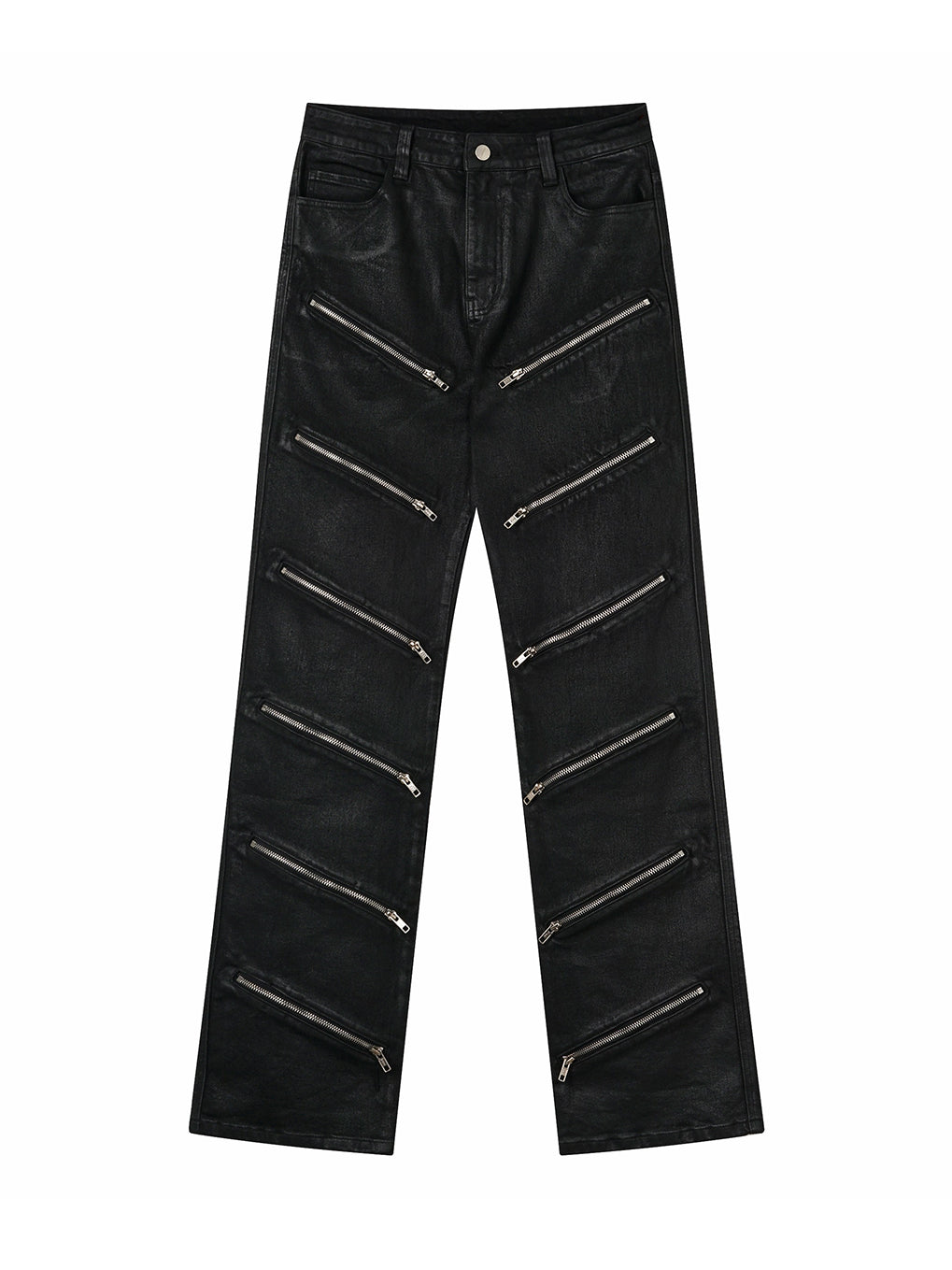 "ZIP" Multi-zipper Wax Pants