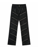 "ZIP" Multi-zipper Wax Pants
