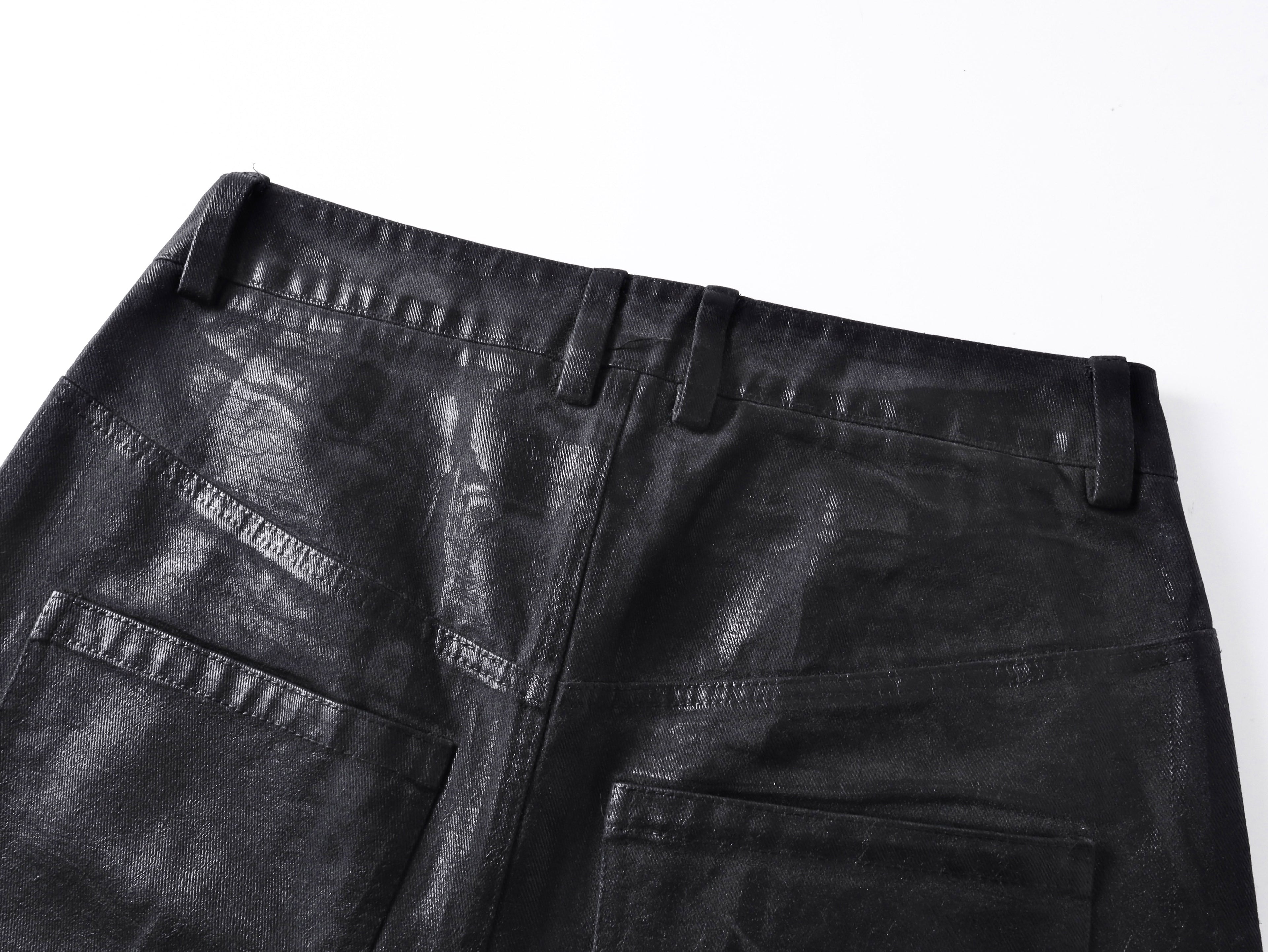 Crack Pattern Waxed Pants