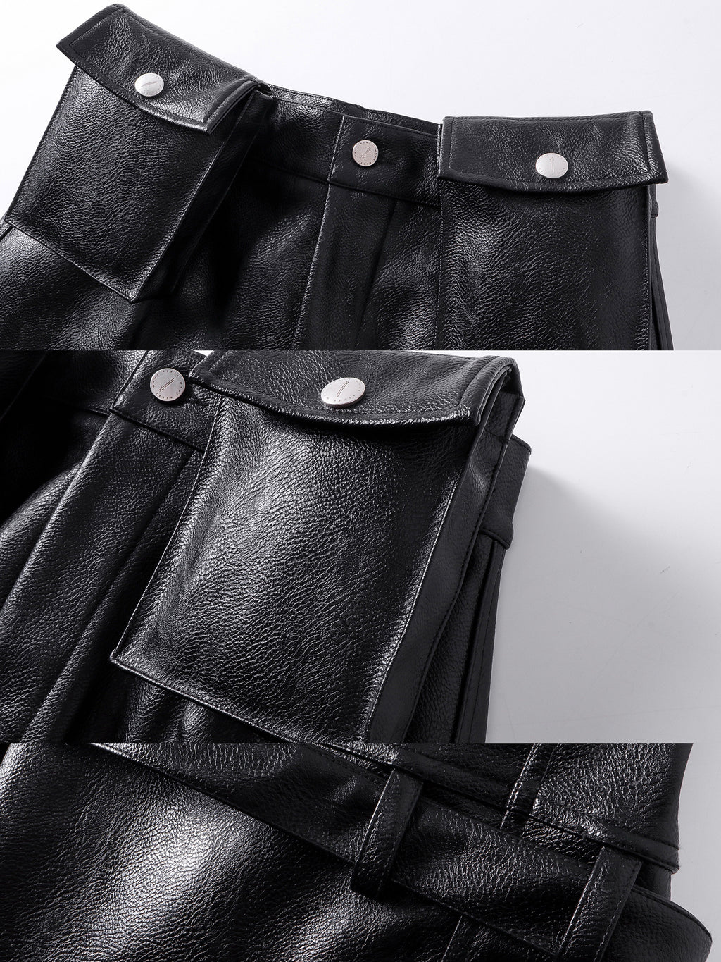 Double Waist Bag Structured Leather Pants