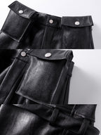 Double Waist Bag Structured Leather Pants