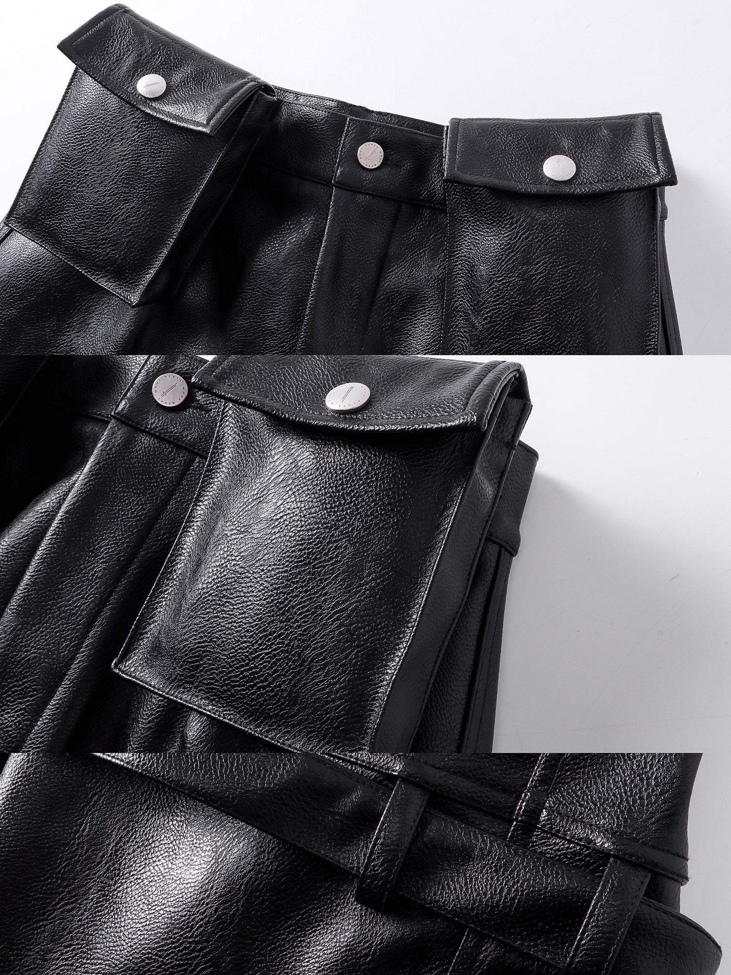Double Waist Bag Structured Leather Pants