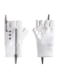 White Double-Zipper Layered Gloves