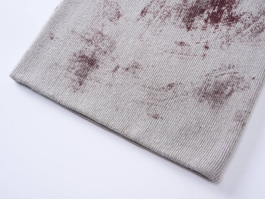 Red Cross Print Beanie Knit Hat