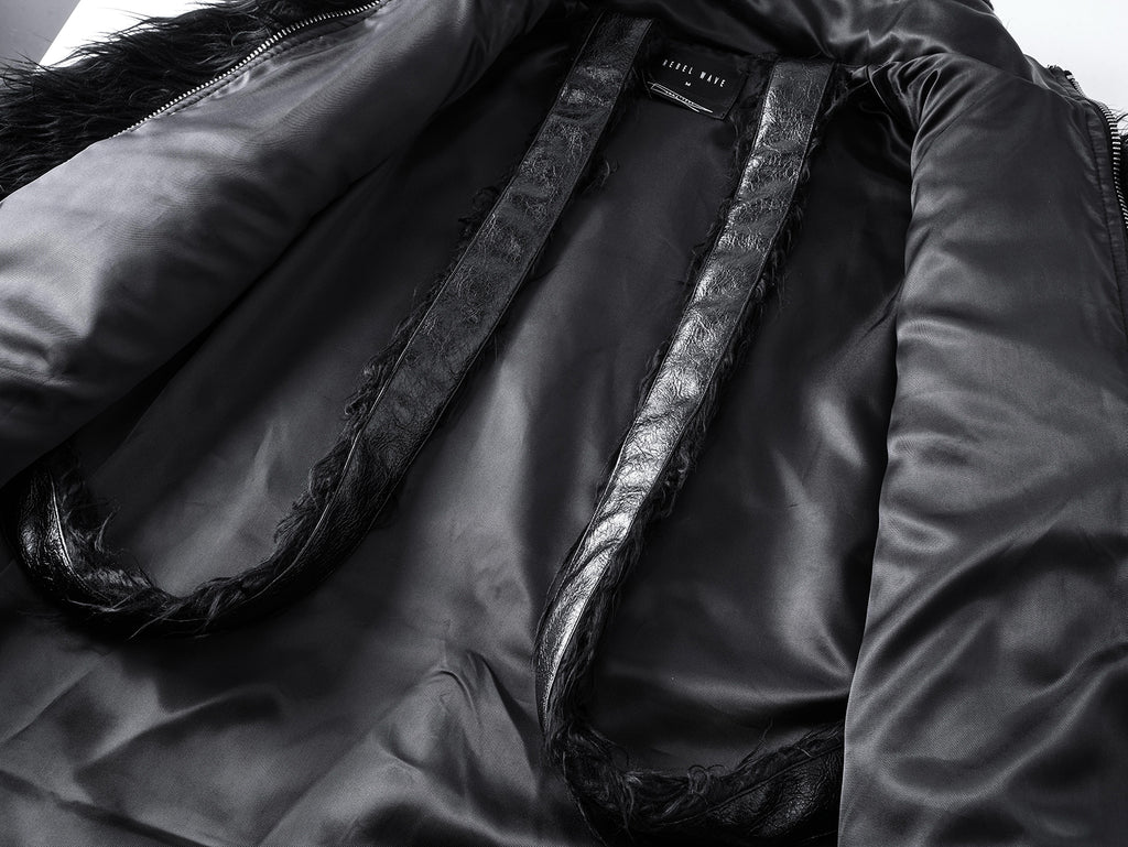 Faux Fur & Leather Zip Jacket