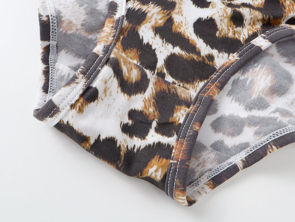 Women's Leopard Print Modal Ice Silk Briefs, Quick Dry Antibacterial Underwear
