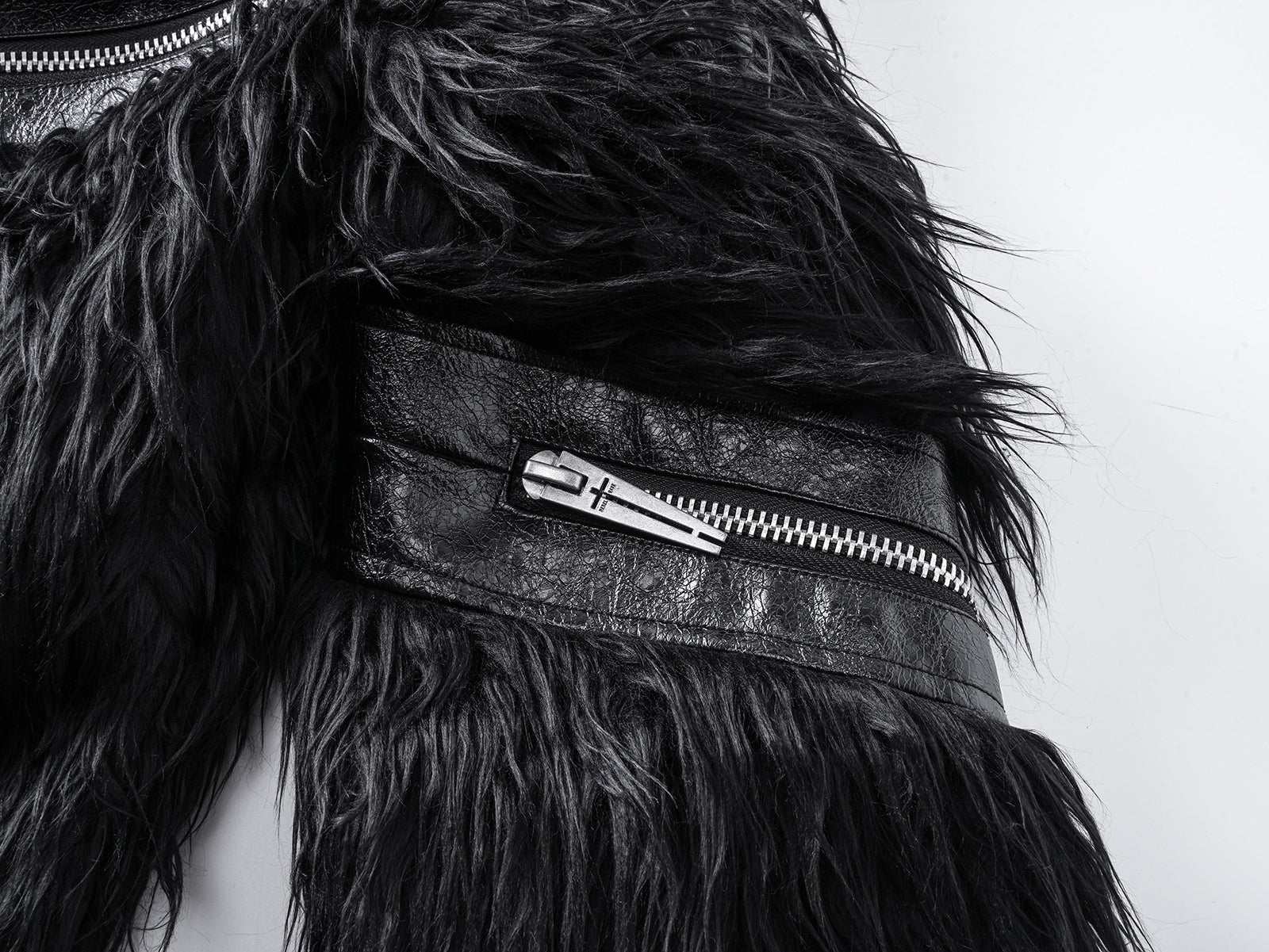 Faux Fur & Leather Zip Jacket