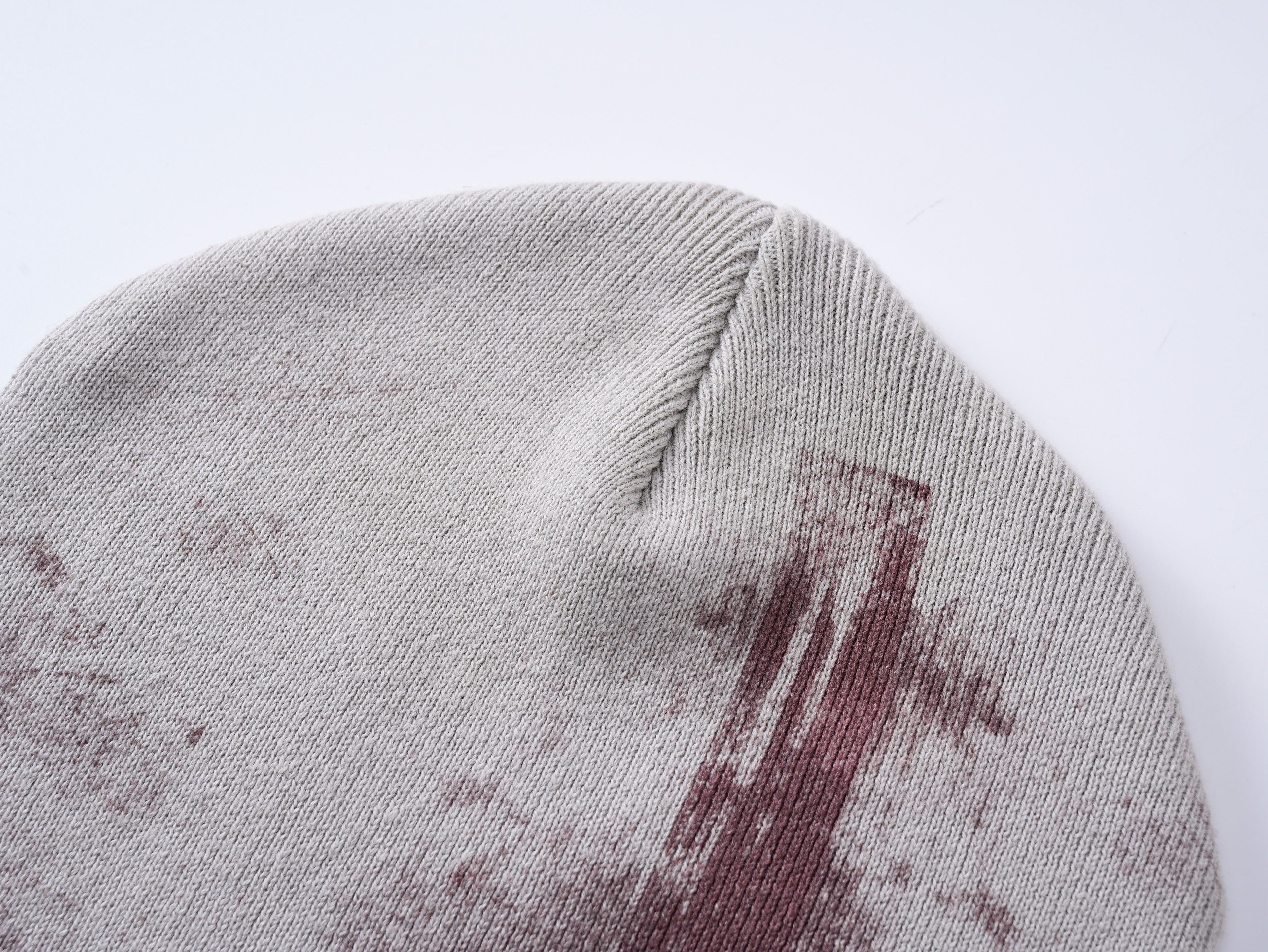 Red Cross Print Beanie Knit Hat