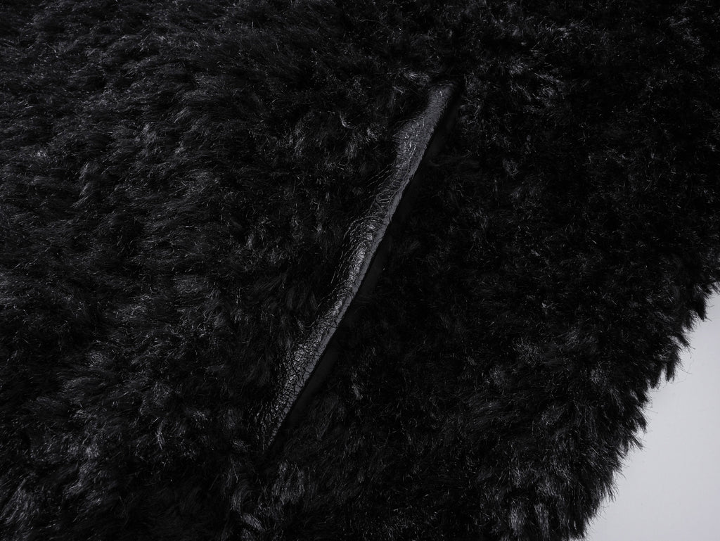 Faux Fur & Leather Hooded Jacket