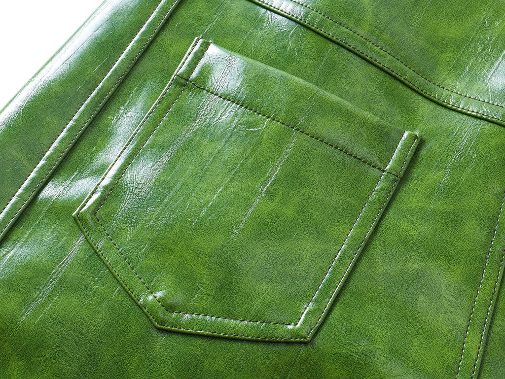 Green Liquid Leather Wide-Leg Pants