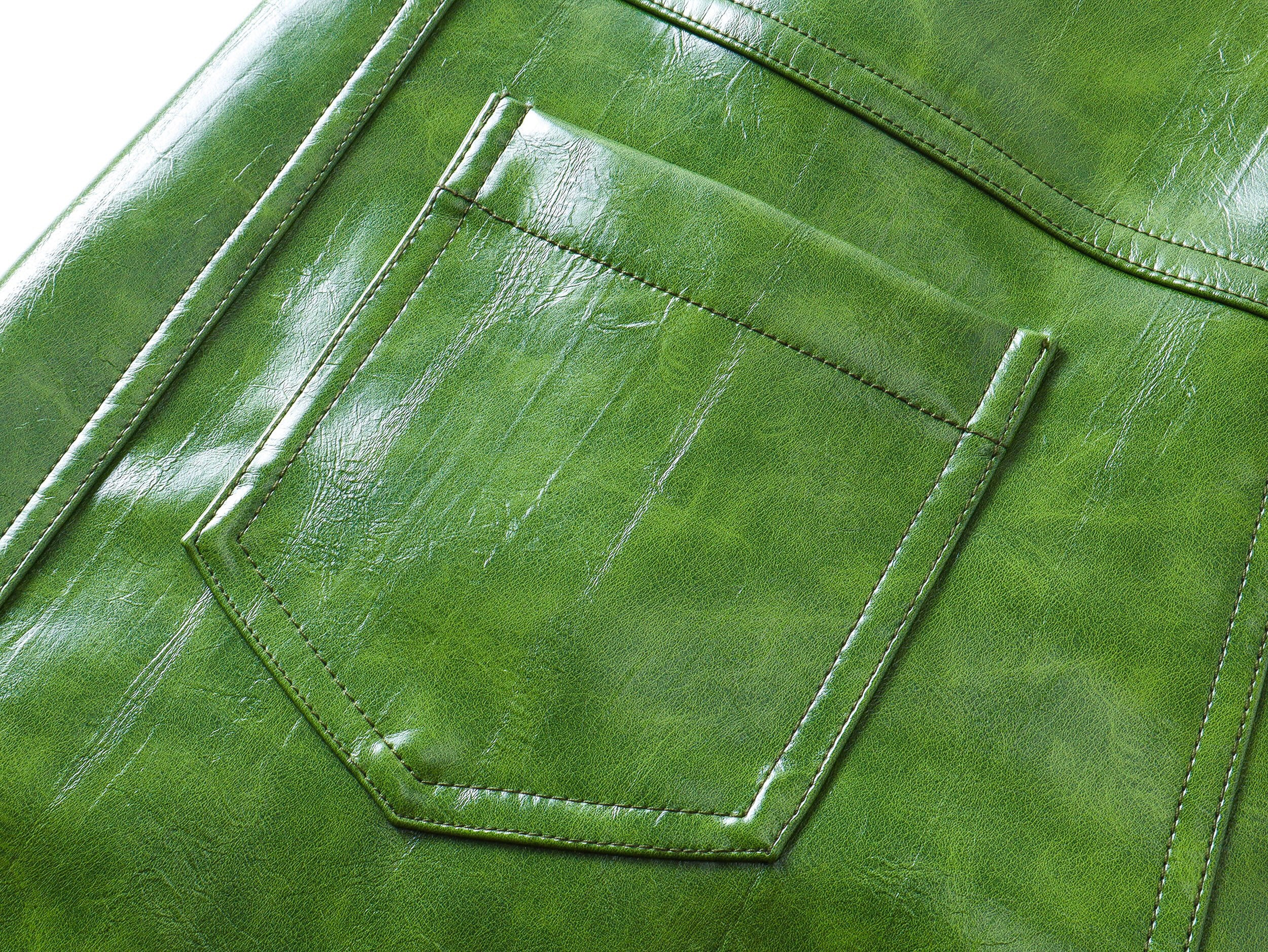 Green Liquid Leather Wide-Leg Pants