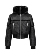 Multi-Zipper Fur Collar Fur Jacket
