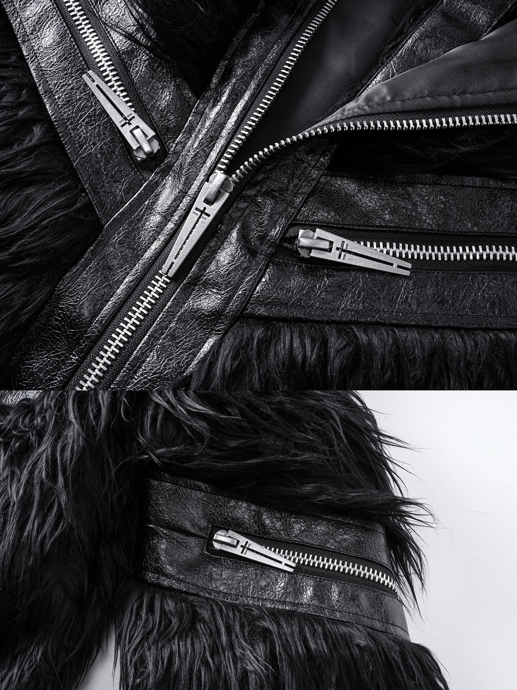 Faux Fur & Leather Zip Jacket