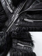 Faux Fur & Leather Zip Jacket