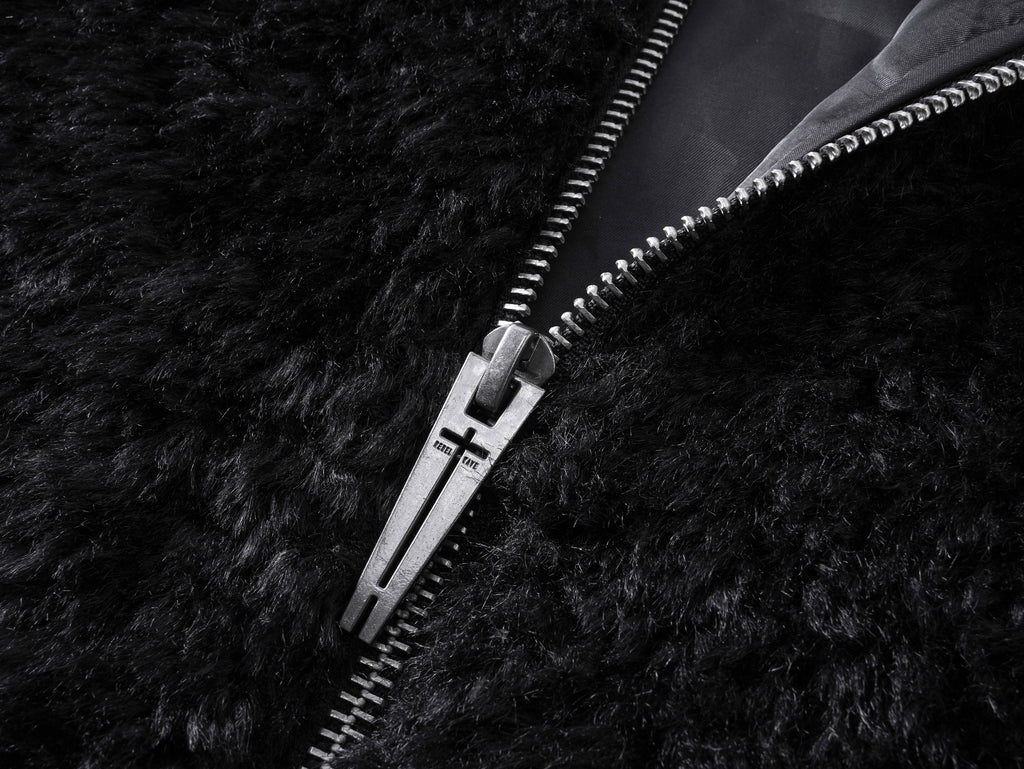 Faux Fur & Leather Hooded Jacket