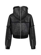 Multi-Zipper Fur Collar Fur Jacket