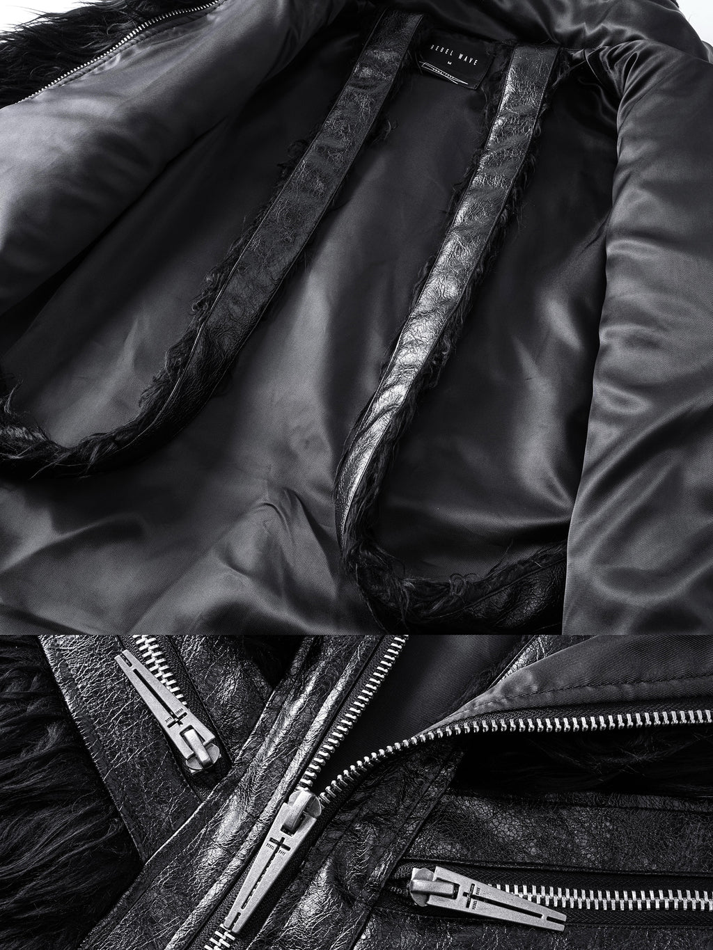 Faux Fur & Leather Zip Jacket