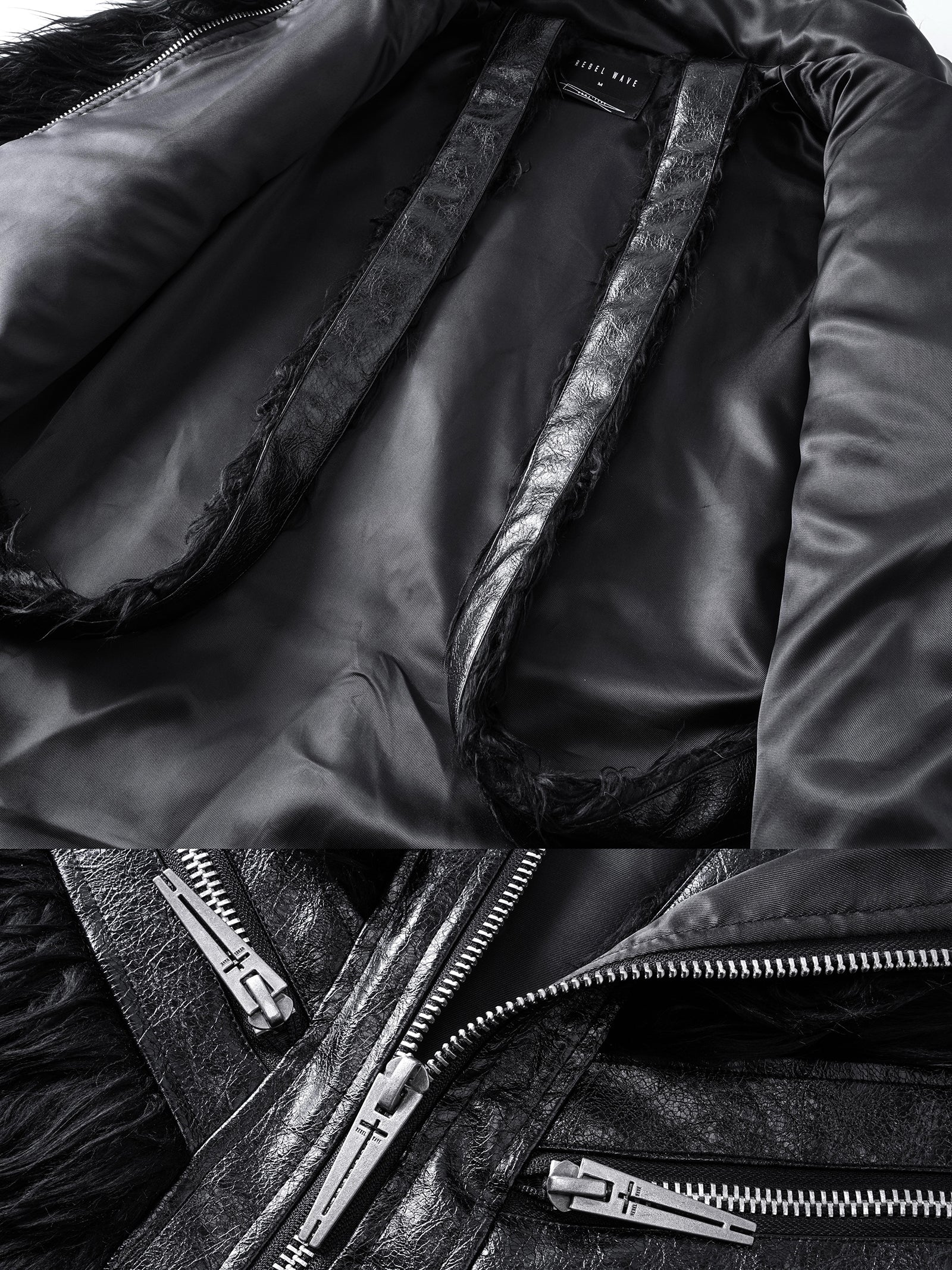 Faux Fur & Leather Zip Jacket