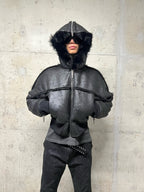 Multi-Zipper Fur Collar Fur Jacket
