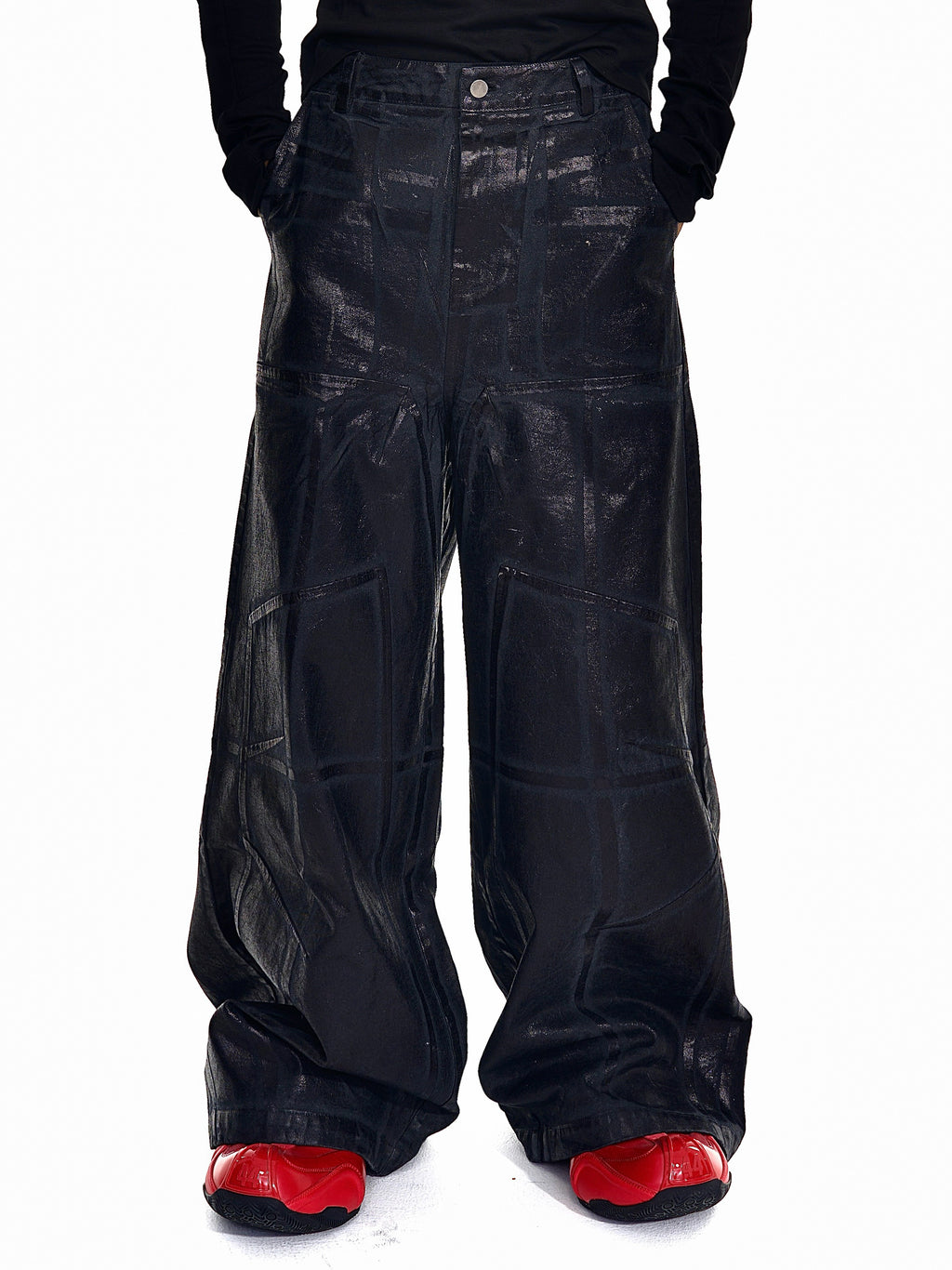 Crack Pattern Waxed Pants