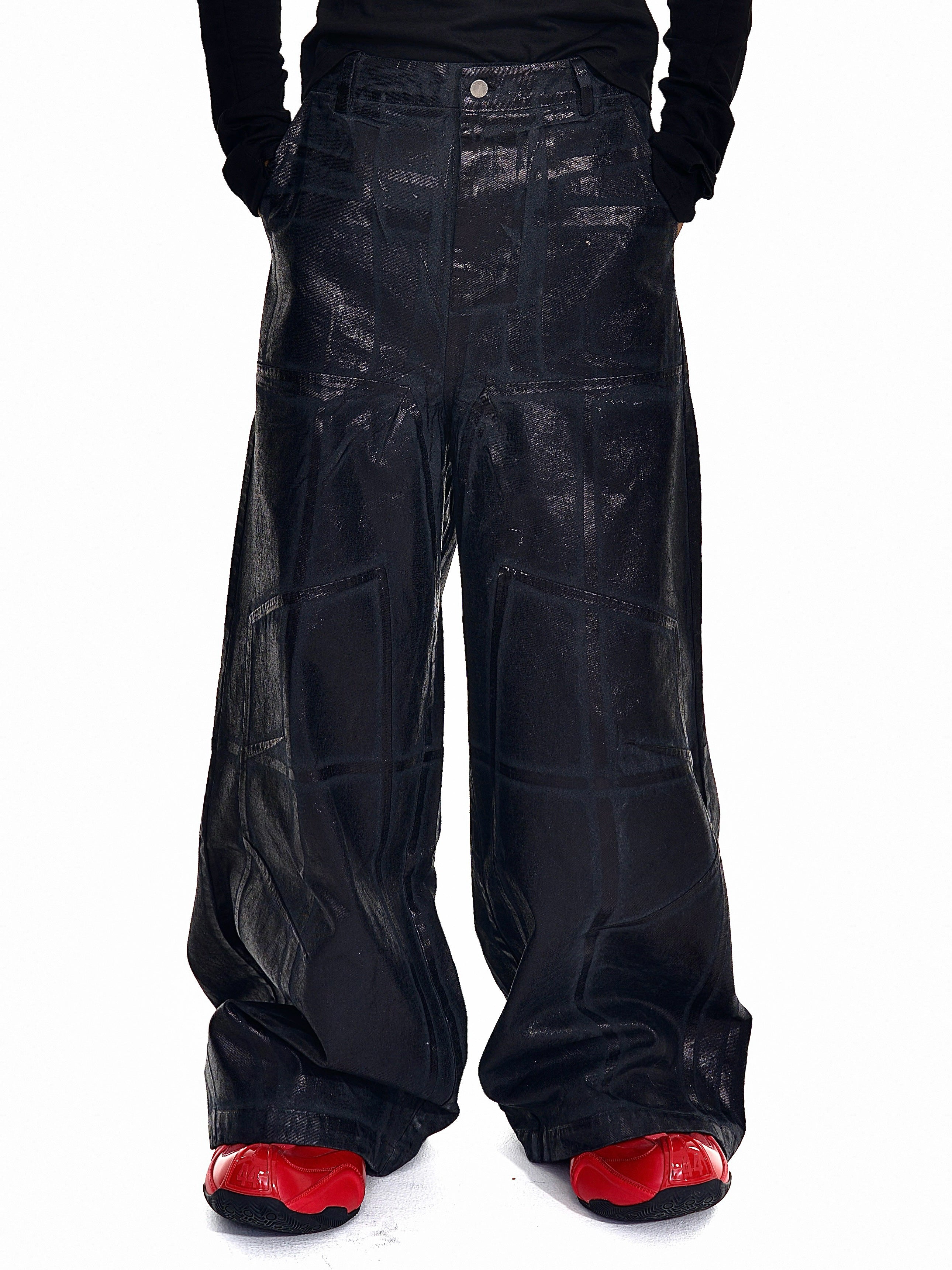 Crack Pattern Waxed Pants