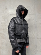 Multi-Zipper Fur Collar Fur Jacket