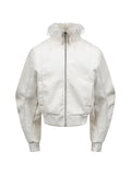 White Devil Faux Fur Collar Leather Jacket