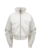 White Devil Faux Fur Collar Leather Jacket