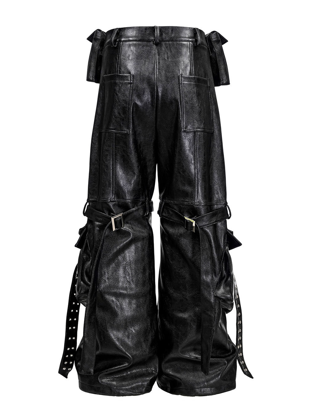 Double Waist Bag Structured Leather Pants