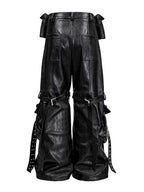 Double Waist Bag Structured Leather Pants