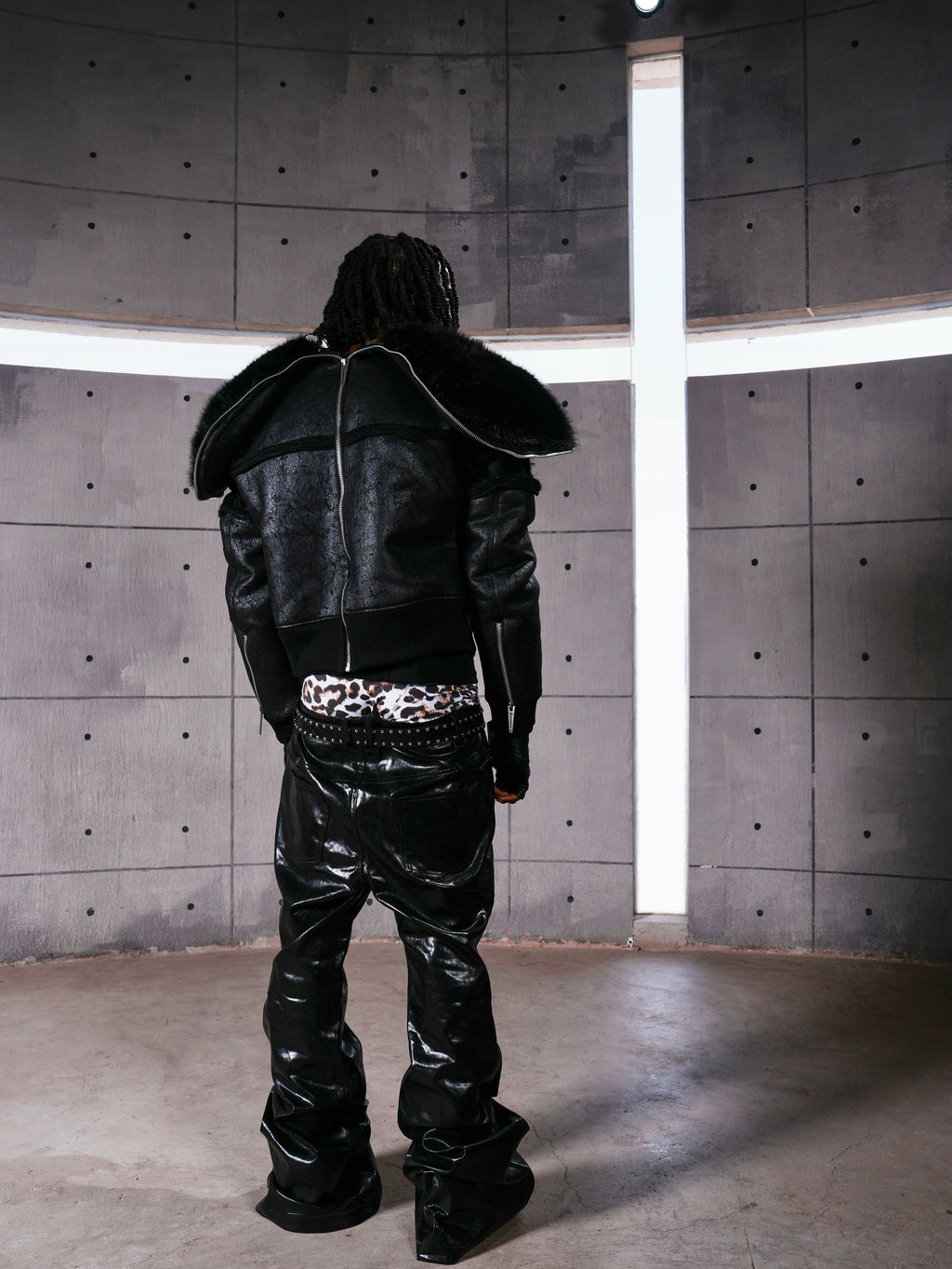 Multi-Zipper Fur Collar Fur Jacket