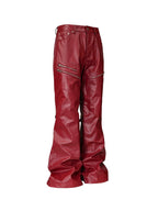 Red Coated Straight-Leg Waxed Jeans
