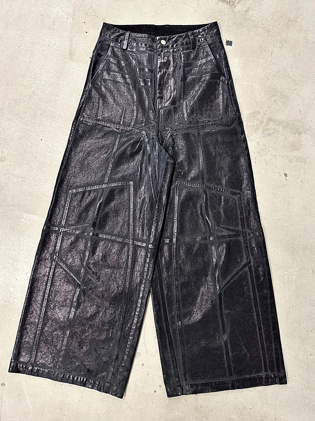 Crack Pattern Waxed Pants
