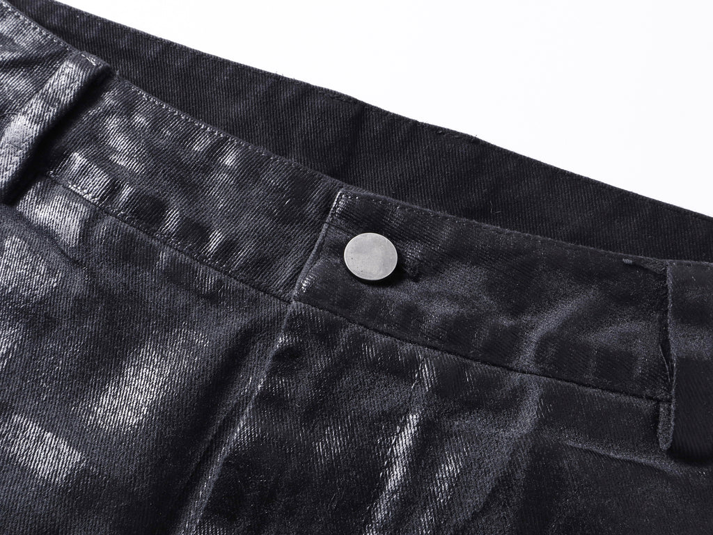 Crack Pattern Waxed Pants