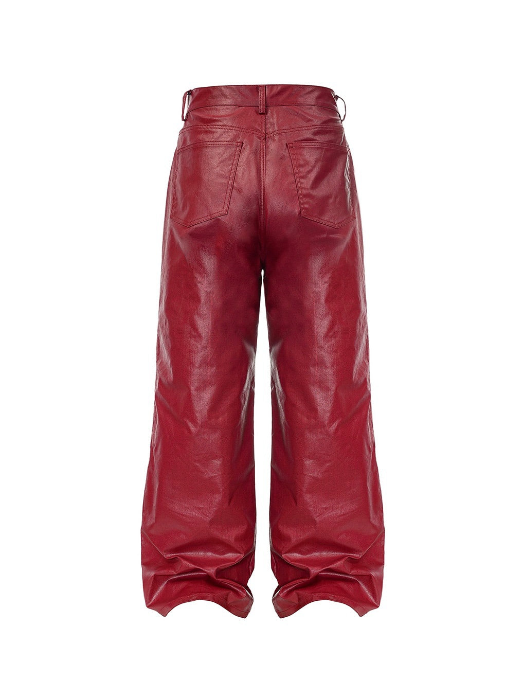 Red Coated Straight-Leg Waxed Jeans