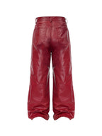Red Coated Straight-Leg Waxed Jeans