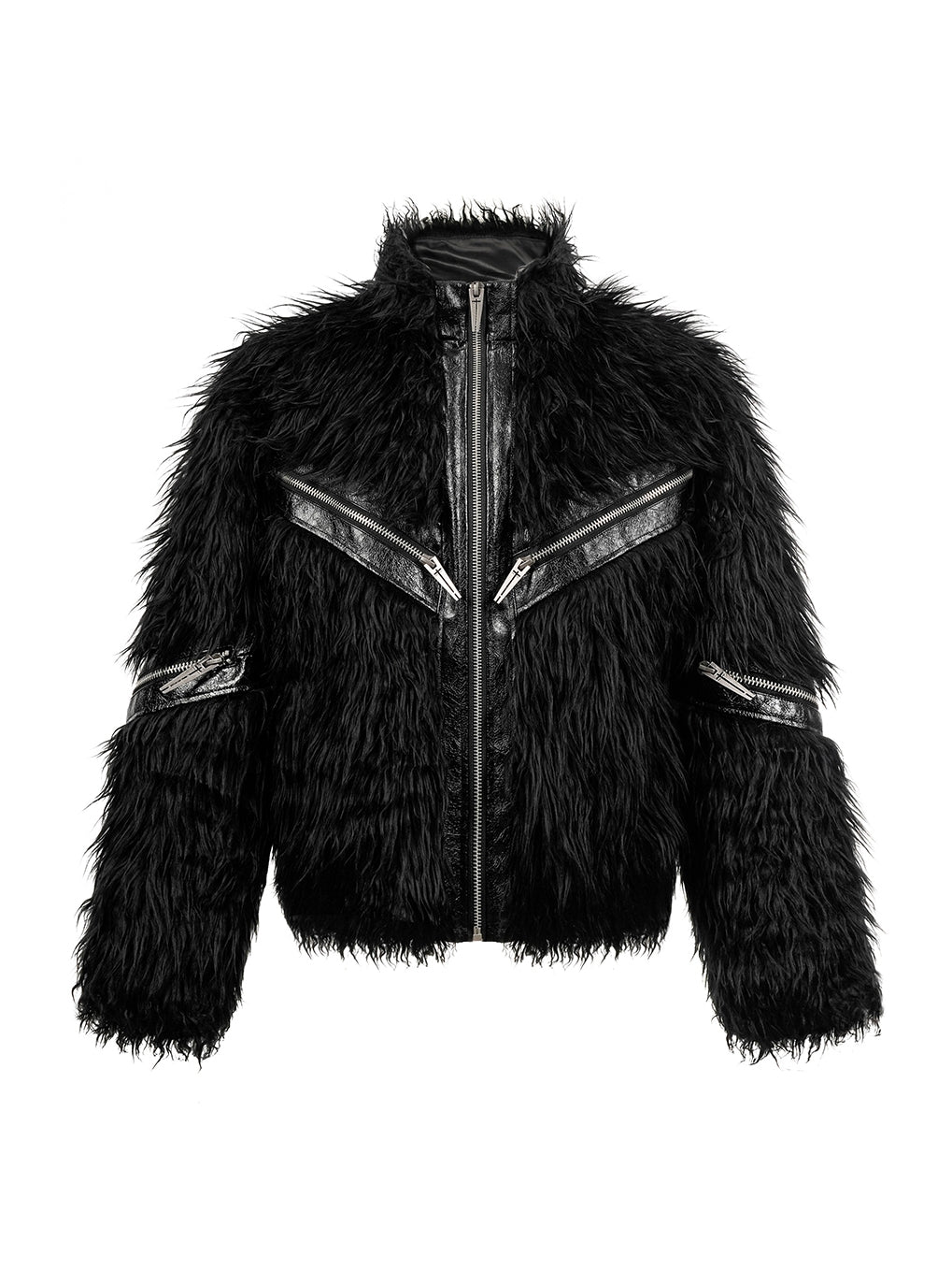 Faux Fur & Leather Zip Jacket
