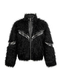 Faux Fur & Leather Zip Jacket
